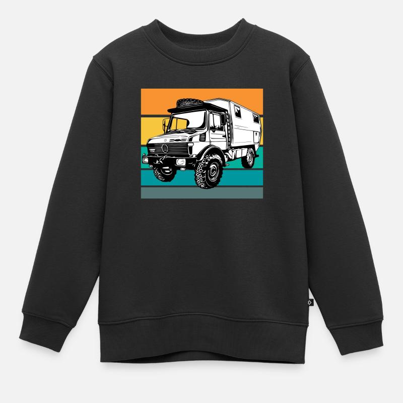 Camping - Unimog - Sonnenuntergang - Oldtimer - Kinder Premium Organic Sweatshirt - Schwarz