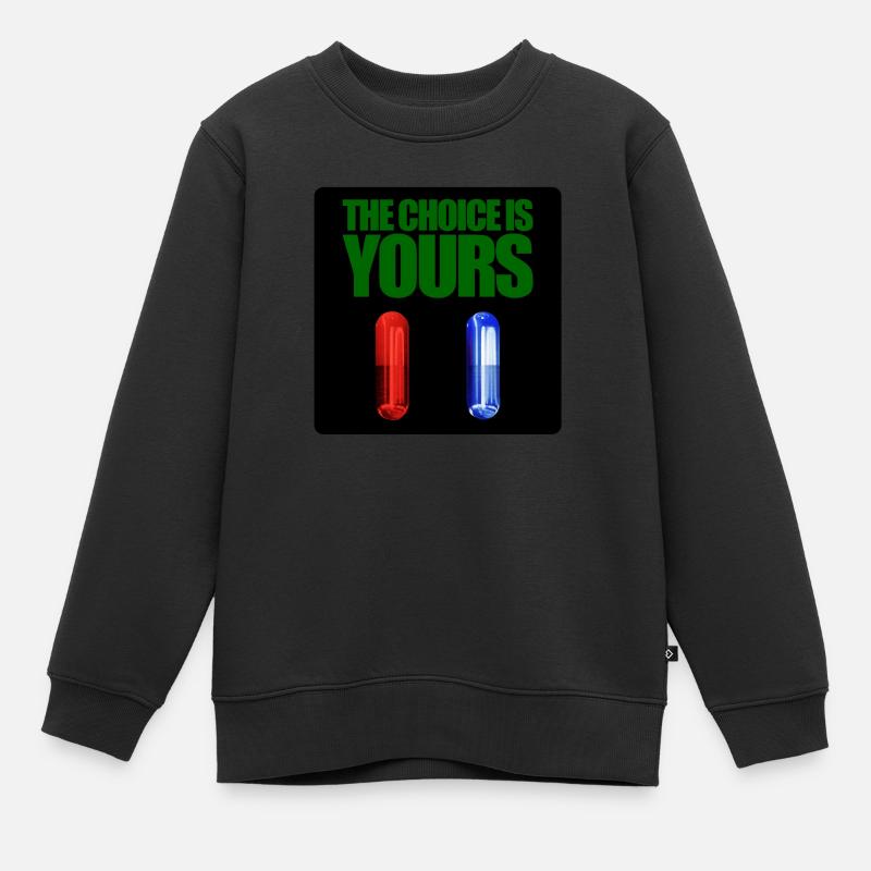 Matrice rouge ou bleu pilule - Sweat Premium enfant bio - noir