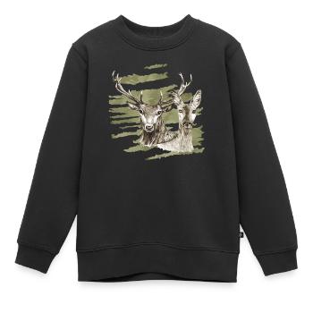 Hirsch und Reh - Kinder Premium Organic Sweatshirt - Schwarz - Vorne - AI Model Kid Female (0cm)