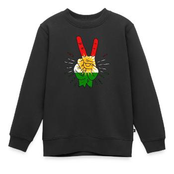 Doigt de paix du Kurdistan - Sweat Premium enfant bio - noir - Devant - AI Model Kid Female (0cm)