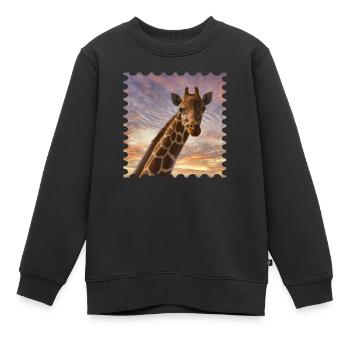 Girafe au coucher du soleil - Sweat Premium enfant bio - noir - Devant - AI Model Kid Female (0cm)