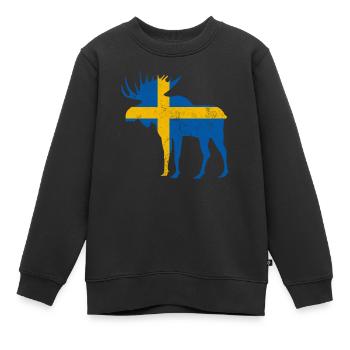 Orignal de Suède avec drapeau - Sweat Premium enfant bio - noir - Devant - AI Model Kid Female (0cm)