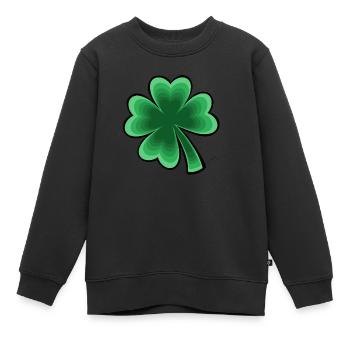 trèfle à quatre feuilles - Sweat Premium enfant bio - noir - Devant - AI Model Kid Female (0cm)
