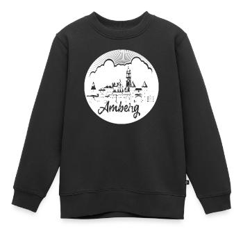 skyline, amberg, cercle, rétro, coupe aux ciseaux, blanc - Sweat Premium enfant bio - noir - Devant - AI Model Kid Female (0cm)