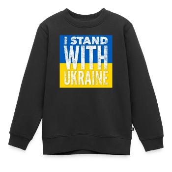 Ukraine - Sweat Premium enfant bio - noir - Devant - AI Model Kid Female (0cm)