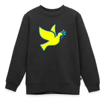 Friedenstaube Ukraine - Kinder Premium Organic Sweatshirt - Schwarz - Vorne - AI Model Kid Female (0cm)