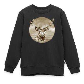 Hirsch - Kinder Premium Organic Sweatshirt - Schwarz - Vorne - AI Model Kid Female (0cm)