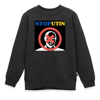Stop putin - Kids Premium Organic Sweatshirt - black - Front - AI Model Kid Female (0cm)