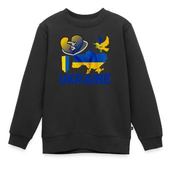 Ukraine| Ich unterstütze die Ukraine - Kinder Premium Organic Sweatshirt - Schwarz - Vorne - AI Model Kid Female (0cm)