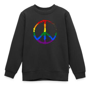 Drapeau arc-en-ciel LGBT - Sweat Premium enfant bio - noir - Devant - AI Model Kid Female (0cm)