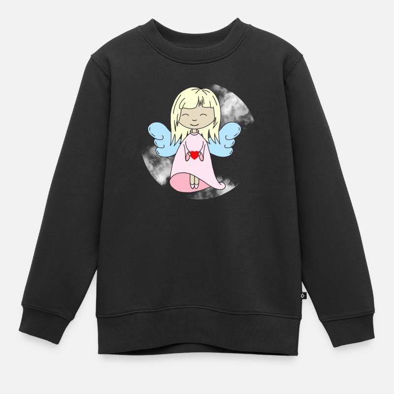Ange avec cœur - Sweat Premium enfant bio - noir