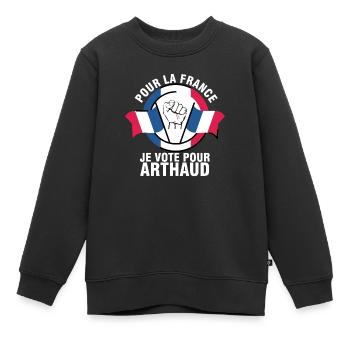 Je Vote Pour Arthaud - Nathalie Arthaud - Sweat Premium enfant bio - noir - Devant - AI Model Kid Female (0cm)