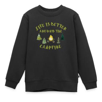 Campfire - Kids Premium Organic Sweatshirt - black - Front - AI Model Kid Female (0cm)