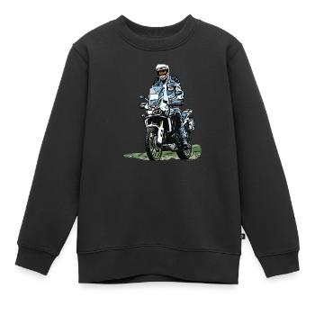 Adventure Biker - stehender Motorradfahrer - Kinder Premium Organic Sweatshirt - Schwarz - Vorne - AI Model Kid Female (0cm)