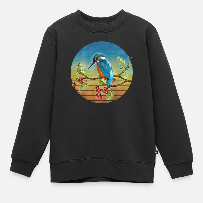 Bunter Vogel - Kinder Premium Organic Sweatshirt - Schwarz