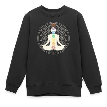 chakra meditation yoga om transparent - Kinder Premium Organic Sweatshirt - Schwarz - Vorne - AI Model Kid Female (0cm)