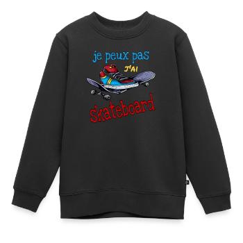 Je peux pas j'ai skate. Skateboard - Sweat Premium enfant bio - noir - Devant - AI Model Kid Female (0cm)