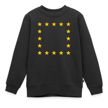 Drapeau Union Européenne carré - Sweat Premium enfant bio - noir - Devant - AI Model Kid Female (0cm)