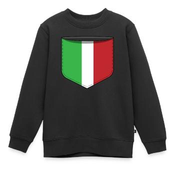 Poche Italie - Sweat Premium enfant bio - noir - Devant - AI Model Kid Female (0cm)