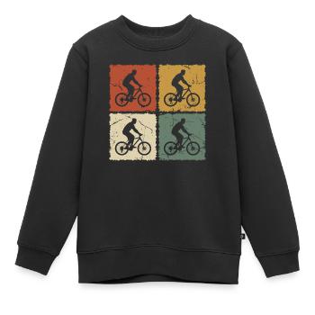 Fahrradfahrer Vintage - Kinder Premium Organic Sweatshirt - Schwarz - Vorne - AI Model Kid Female (0cm)