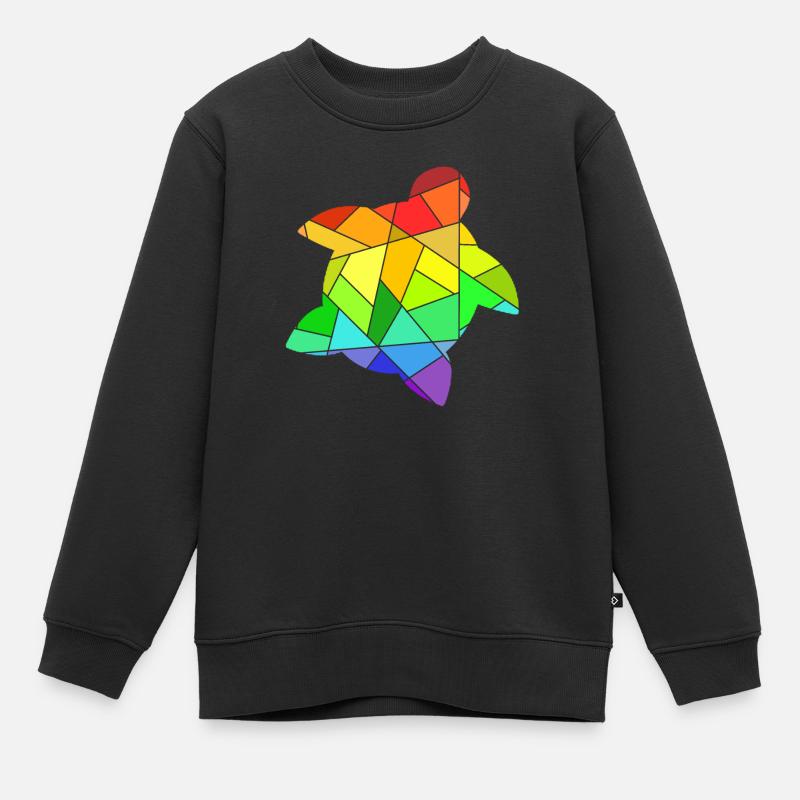 Rainbow Geometric Figures Turtle - Kids Premium Organic Sweatshirt - black