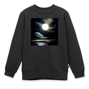 Pleine lune et clair de lune sur l’eau la nuit - Sweat Premium enfant bio - noir - Devant - AI Model Kid Female (0cm)