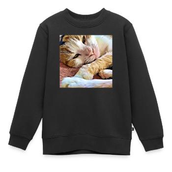 Nahaufnahme älterer Hauskatzen beim Legen und Ausruhen - Kinder Premium Organic Sweatshirt - Schwarz - Vorne - AI Model Kid Female (0cm)