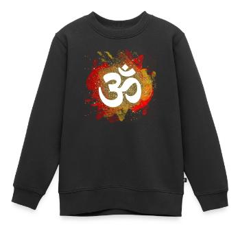 om zeichen gold feuer elemente liebe mantra - Kinder Premium Organic Sweatshirt - Schwarz - Vorne - AI Model Kid Female (0cm)