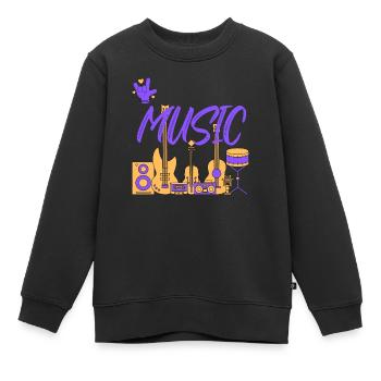 I love Music Purple - Sweat Premium enfant bio - noir - Devant - AI Model Kid Female (0cm)