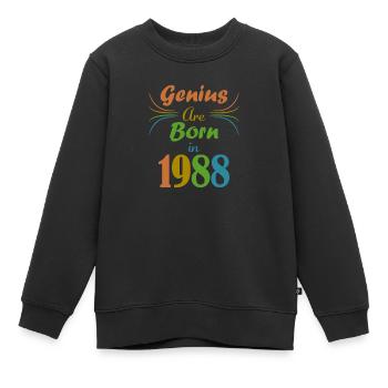 genius born 1988 - Sweat Premium enfant bio - noir - Devant - AI Model Kid Female (0cm)