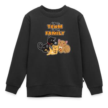 équipe famille chat pizza chien sport parentalité - Sweat Premium enfant bio - noir - Devant - AI Model Kid Female (0cm)