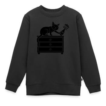 Freche Katze stößt Blumenvase - Kinder Premium Organic Sweatshirt - Schwarz - Vorne - AI Model Kid Female (0cm)