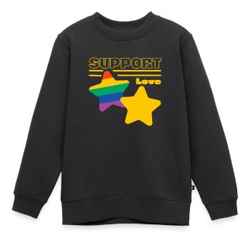 Support love - Kids Premium Organic Sweatshirt - black - Front - AI Model Kid Female (0cm)