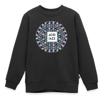 Musique Acid Jazz Moderne - Sweat Premium enfant bio - noir - Devant - AI Model Kid Female (0cm)