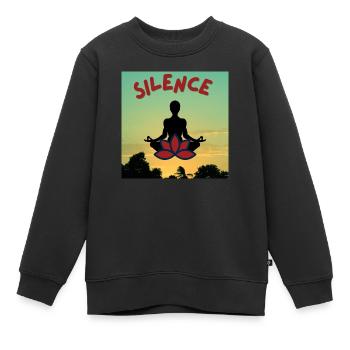 silence meditation - Kids Premium Organic Sweatshirt - black - Front - AI Model Kid Female (0cm)
