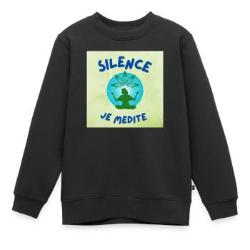 Stille Ich meditiere - Kinder Premium Organic Sweatshirt - Schwarz - Vorne - AI Model Kid Female (0cm)