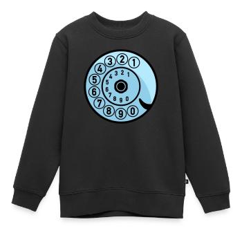 Wählscheibe Vintage Telefon anrufen Retro Technik - Kinder Premium Organic Sweatshirt - Schwarz - Vorne - AI Model Kid Female (0cm)