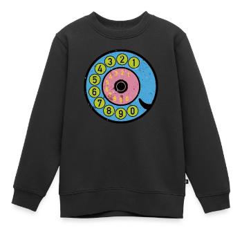 Cadran coloré Vintage Retro Phone Nostalgia - Sweat Premium enfant bio - noir - Devant - AI Model Kid Female (0cm)