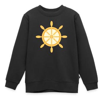 Ship wheel Ship steering wheel with cardinal directions - Kids Premium Organic Sweatshirt - black - Front - AI Model Kid Female (0cm)