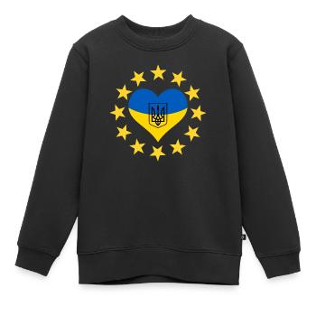 Das Herz der Ukraine mit den Sternen der EU - Kinder Premium Organic Sweatshirt - Schwarz - Vorne - AI Model Kid Female (0cm)