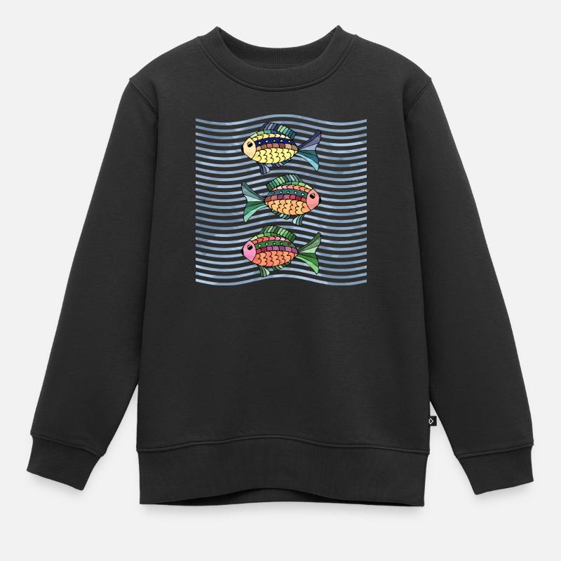 Fische - Kinder Premium Organic Sweatshirt - Schwarz