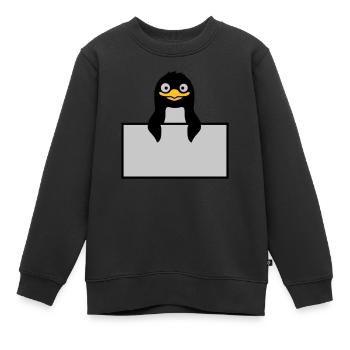 Alberner Penguin derrière Schild - Sweat Premium enfant bio - noir - Devant - AI Model Kid Female (0cm)