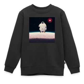 lonely astronaut in space looking at planet home - Kinder Premium Organic Sweatshirt - Schwarz - Vorne - AI Model Kid Female (0cm)