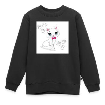 Cat - Kids Premium Organic Sweatshirt - black - Front - AI Model Kid Female (0cm)