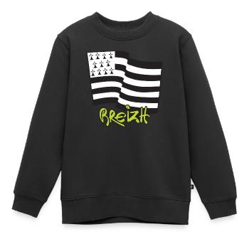 logo Vert - Sweat Premium enfant bio - noir - Devant - AI Model Kid Female (0cm)