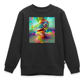 Bunte, lebendige psychedelische Wirbel - Kinder Premium Organic Sweatshirt - Schwarz - Vorne - AI Model Kid Female (0cm)