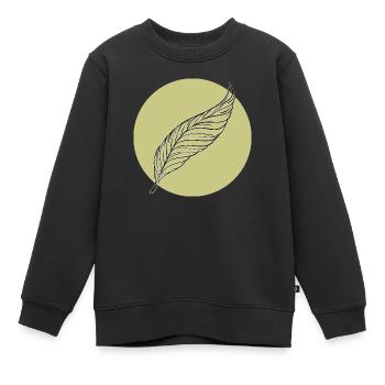 Minimal Feder Sommer trendige Farben - Kinder Premium Organic Sweatshirt - Schwarz - Vorne - AI Model Kid Female (0cm)