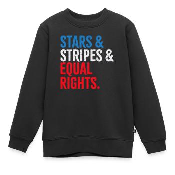 Stars & Stripes & Equal Rights - Kinder Premium Organic Sweatshirt - Schwarz - Vorne - AI Model Kid Female (0cm)