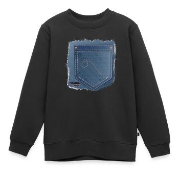abgerissener Jeans Stoff mit Hosentasche - Kinder Premium Organic Sweatshirt - Schwarz - Vorne - AI Model Kid Female (0cm)