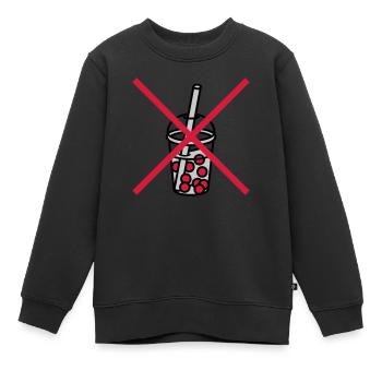 Shield Bubble Tea interdit - Sweat Premium enfant bio - noir - Devant - AI Model Kid Female (0cm)